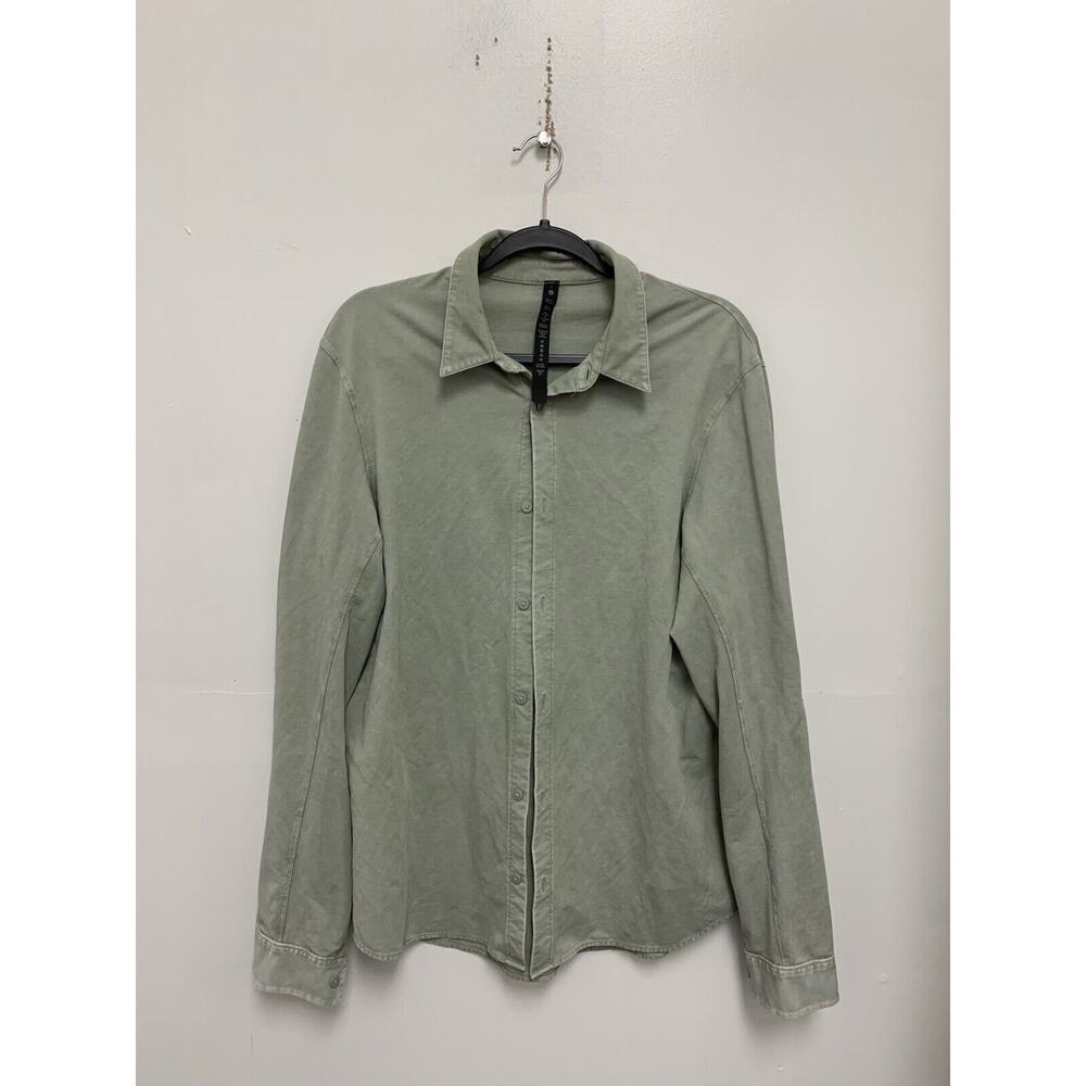 Lululemon Commission Long-Sleeve Shirt Wash Dyed Green EZYZ Men's Size L